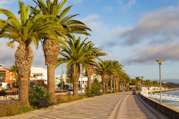 Fototapeta premium Lagos Portugal palm trees main pavement southern resort city 