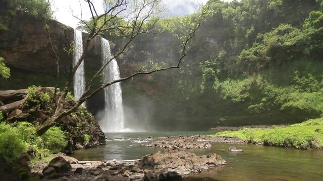 Low angle, Kauai waterfall