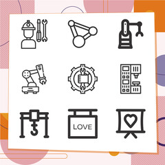 Simple set of 9 icons related to experts