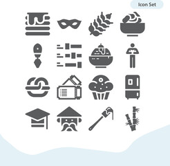 Simple set of asian related filled icons.