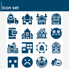 Fototapeta premium Simple set of serious related filled icons.