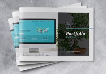 Portfolio Booklet Brochure with Blue Accents