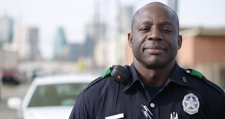Confident police officer looking at camera