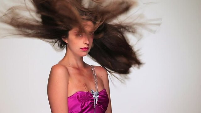 Bruised woman wearing evening gown