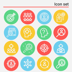16 pack of headhunting  lineal web icons set
