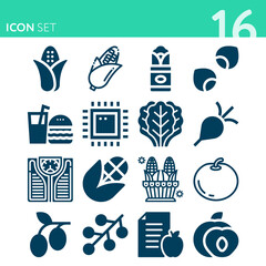 Simple set of 16 icons related to cholesterol