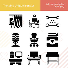 Simple set of sessions related filled icons.