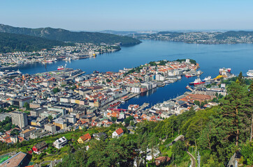 Fototapeta na wymiar View on Bergen from the top