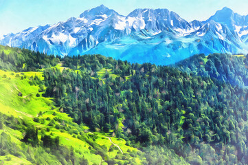 Beautiful mountain landscape at Caucasus mountains