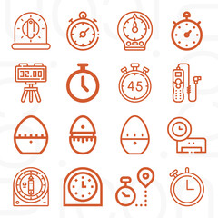 16 pack of timer  lineal web icons set
