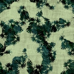 Green tropical palm tree leaves seamless pattern. High quality illustration. Vivid, detailed, and highly textured graphic design. Trendy jungle foliage for fabric or repeat surface design.