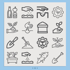 Simple set of nutrients related lineal icons.