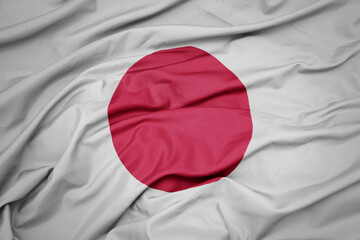 waving colorful national flag of japan.