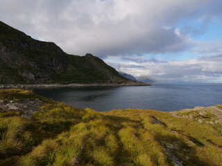 Fototapeta premium The wonderful landscape in the south of the Lofoten Islands.