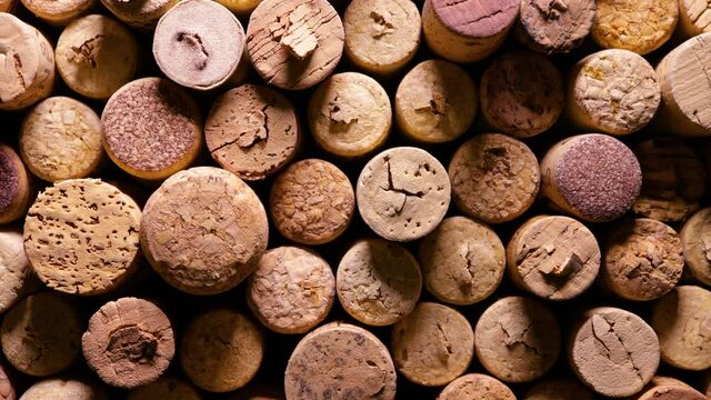 various corks from wine bottles as a video background