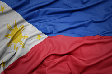 waving colorful national flag of philippines.