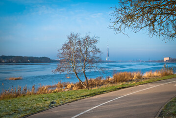 Fototapeta premium Riga, Latvia, Kengarags. The promenade in Kengarags