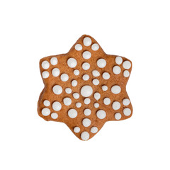 Decorated gingerbread star isolated on white background