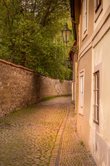 A corner of Prague. Fascinating and Picturesque narrow medieval street - Novy Svet, Hradcany quarter, Prague, Czech Republic