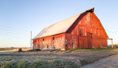 Weathered wood barn on the farm