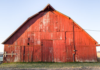 Weathered wood barn on the farm