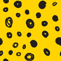 Doodle dots texture. Seamless pattern with ink brush circles. Abstract Hand drawn background for design and decoration textile, covers, package, wrapping paper.