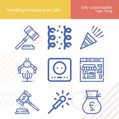 Simple set of pound related lineal icons.