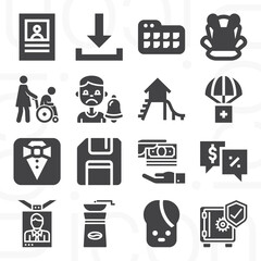 16 pack of hand  filled web icons set