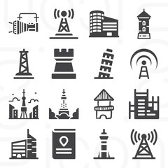 16 pack of beacon  filled web icons set