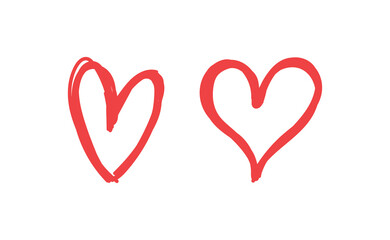 Heart doodles set. Hand drawn hearts collection. Valentine's day sketched design elements.