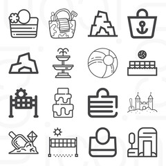 16 pack of geology  lineal web icons set