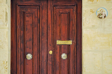 Nice old door and doorknob of the house in Malta