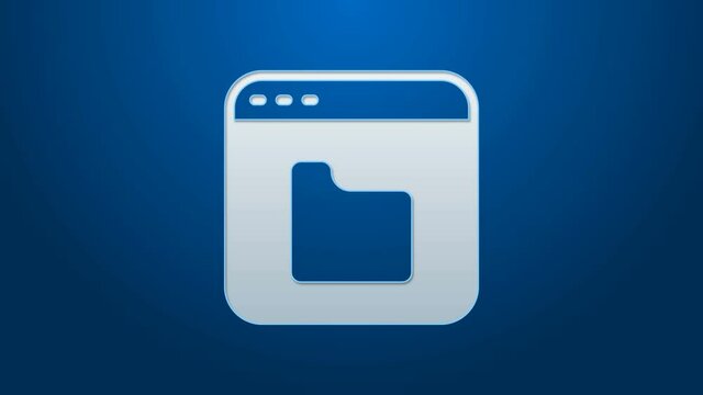 White line Browser files icon isolated on blue background. 4K Video motion graphic animation.
