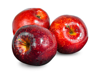 Three red apples isolated on a white background.
