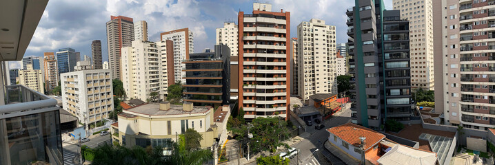 Building constructions in South America. Several different buildings. Sao Paulo city, Brazil.