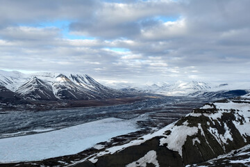 Fototapeta na wymiar view of Adventdalen in Svalbard