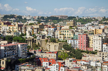 View from the top on the city of Naples, Italy