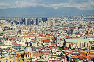 View from the top on the city of Naples, Italy