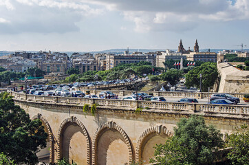 Busy road in La Valletta, Malta
