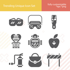 Simple set of dam related filled icons.