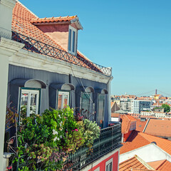 Obraz premium Amazing balcony with the flowers in Lisbon, Portugal