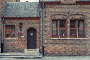 Fototapeta na wymiar Picturesque old classical building in Brugge, Belgium