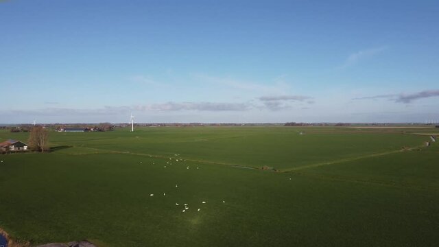 Aerial view from a windmill around Workum, Friesland The Netherlands