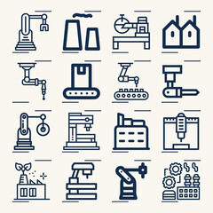 Simple set of steel mill related lineal icons.