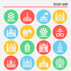 16 pack of westminster abbey  filled web icons set