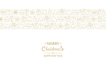 Christmas postcard with Xmas pattern and wishes. Vector