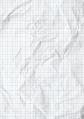 White crumpled paper. Blue graph lines