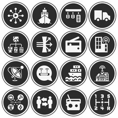 16 pack of dissemination  filled web icons set