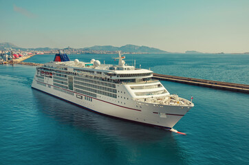 Fototapeta na wymiar Passing of beautiful cruise ship Europa 2