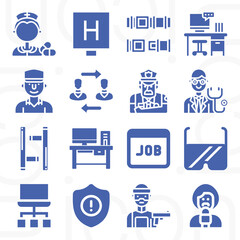 Fototapeta na wymiar 16 pack of occupational filled web icons set